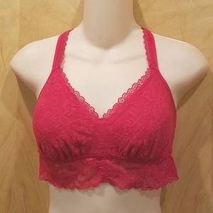 DKNY Red Lace Racerback Bralette Large